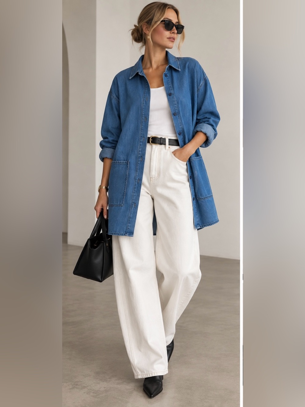 Women's Blue Denim Button-Up Coat